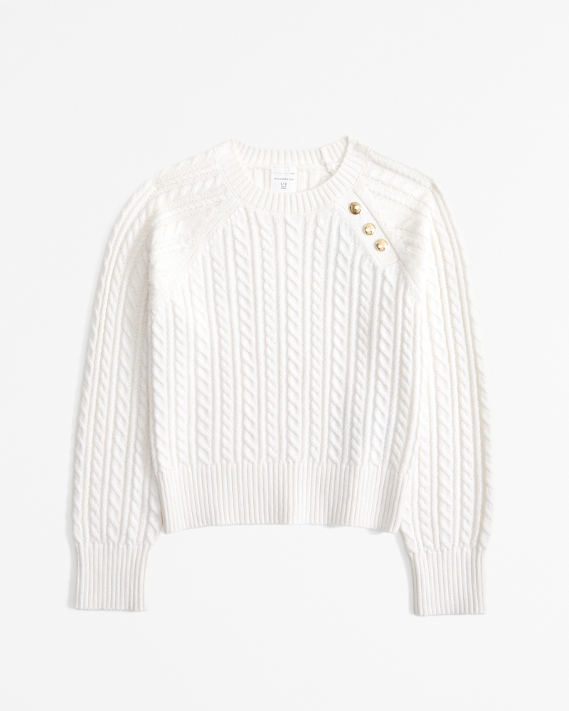 cable button crew sweater