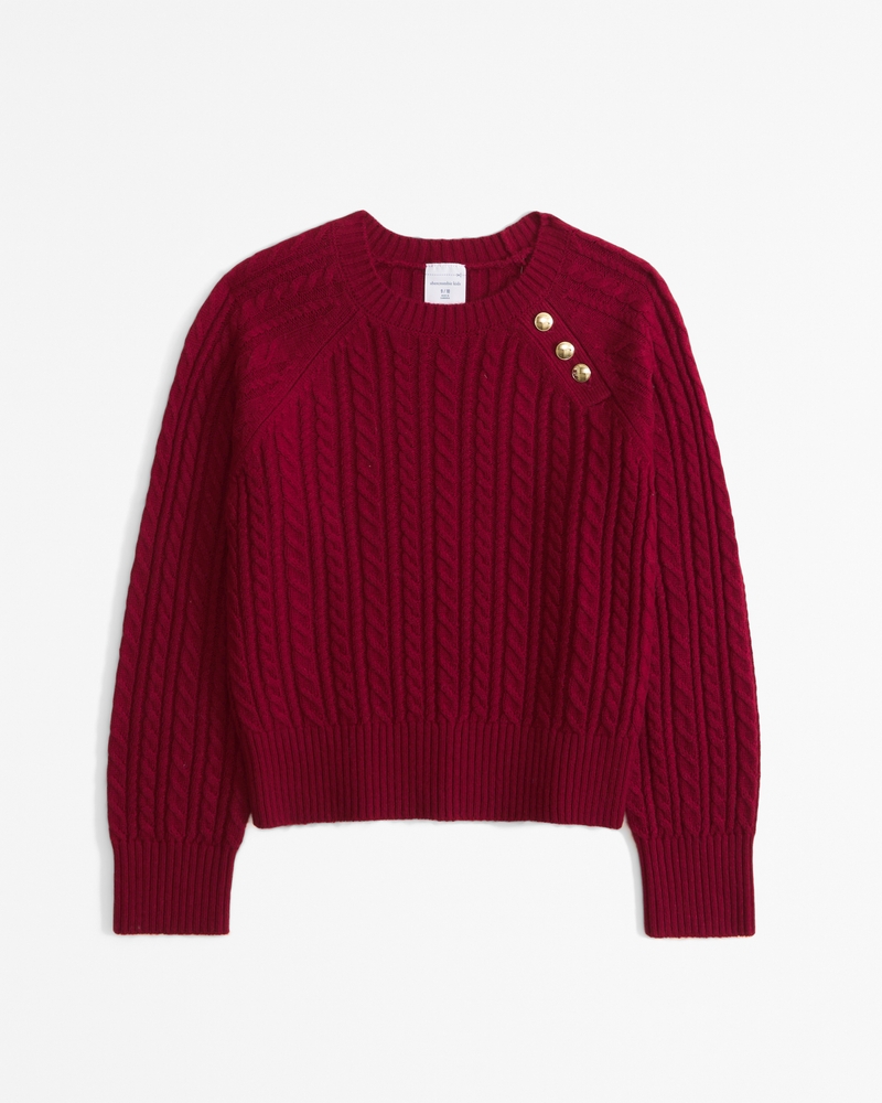 cable button crew sweater