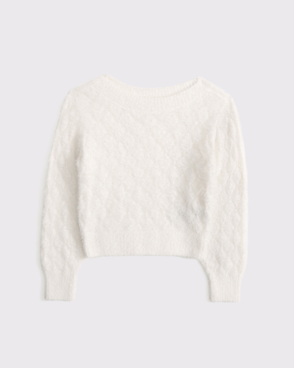 cozy slash sweater, White view 1