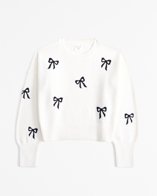 bow crew sweater, Cream