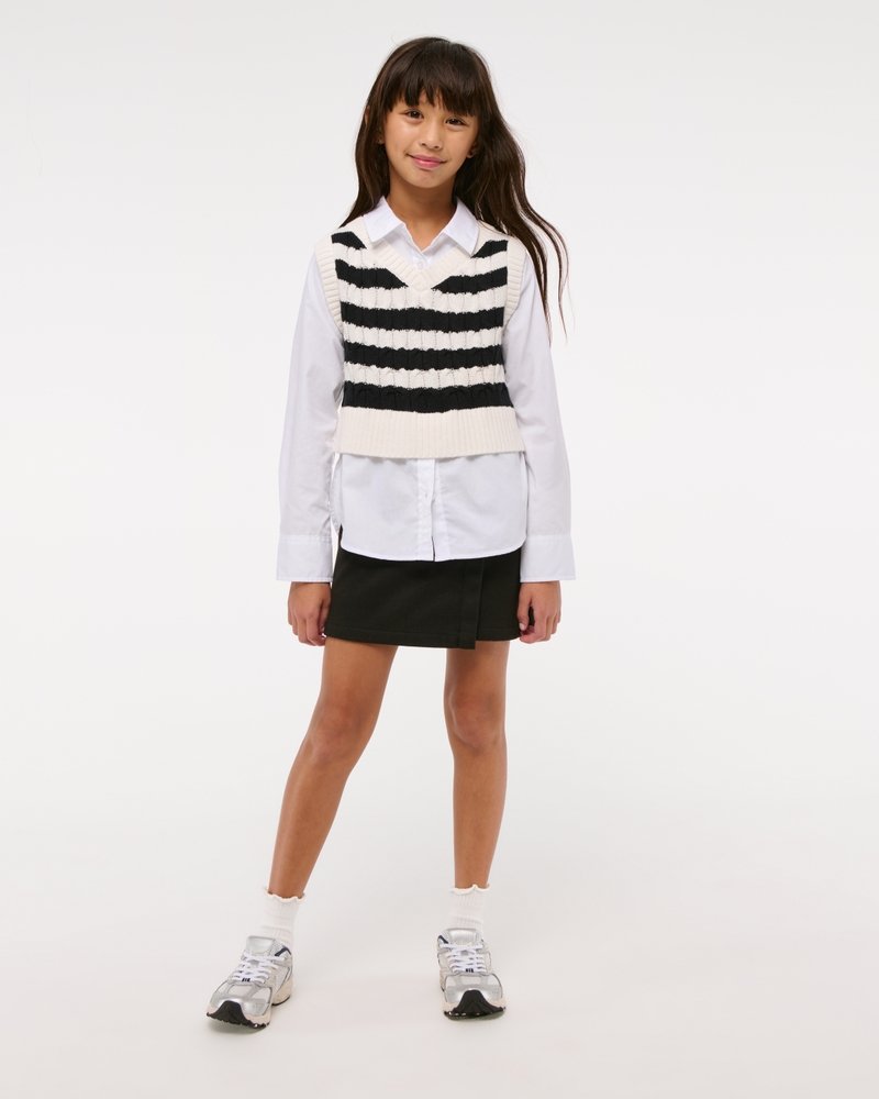 long-sleeve twofer sweater vest