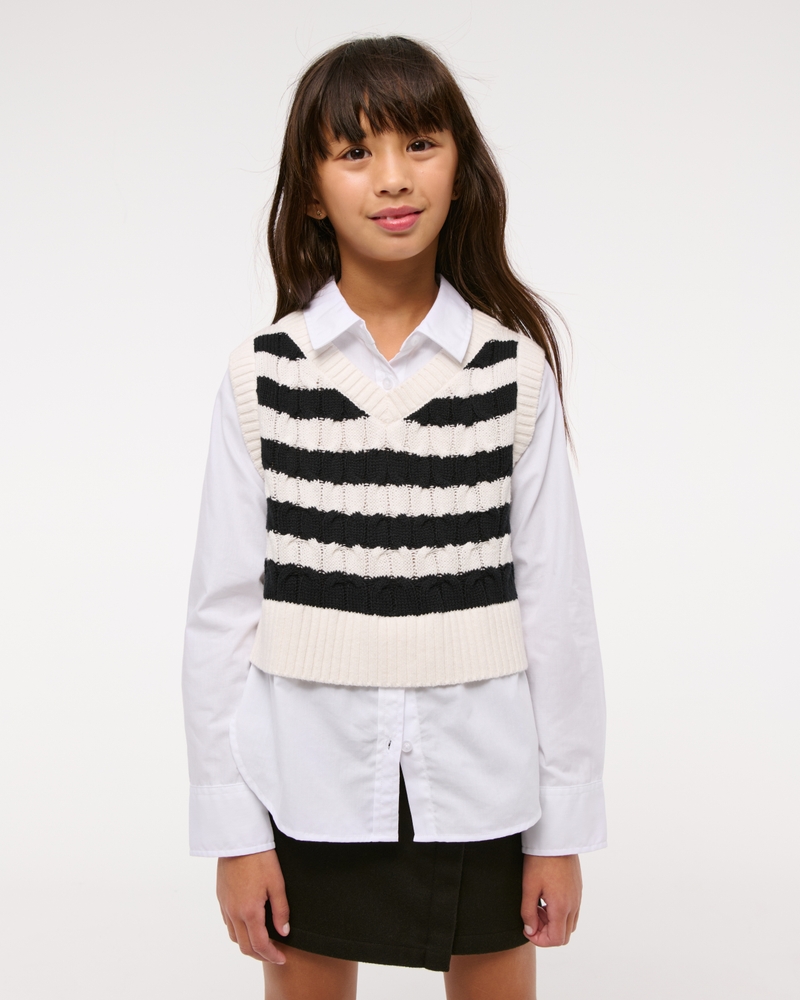 long-sleeve twofer sweater vest