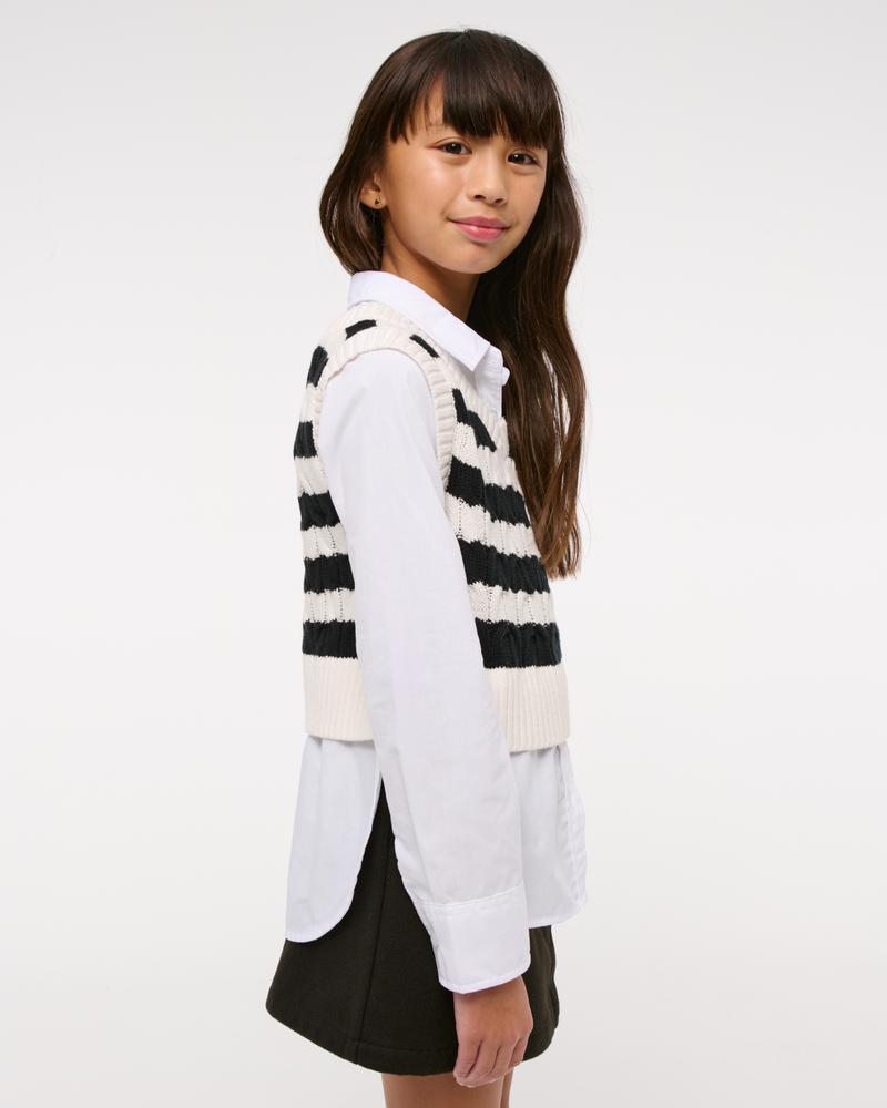 long-sleeve twofer sweater vest