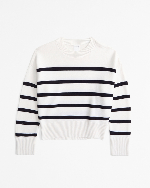 pattern crew sweater, White Stripe