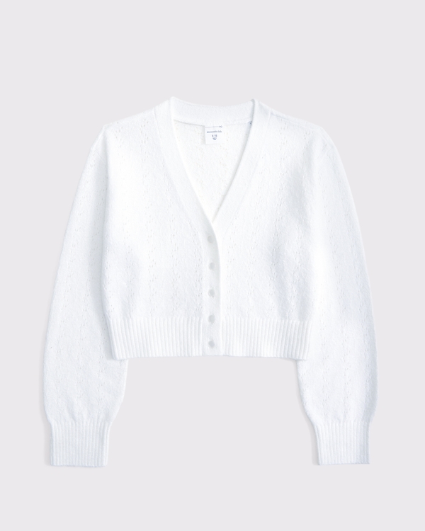 pointelle cardigan, White view 1