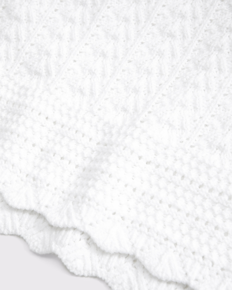 short-sleeve crochet-style sweater top