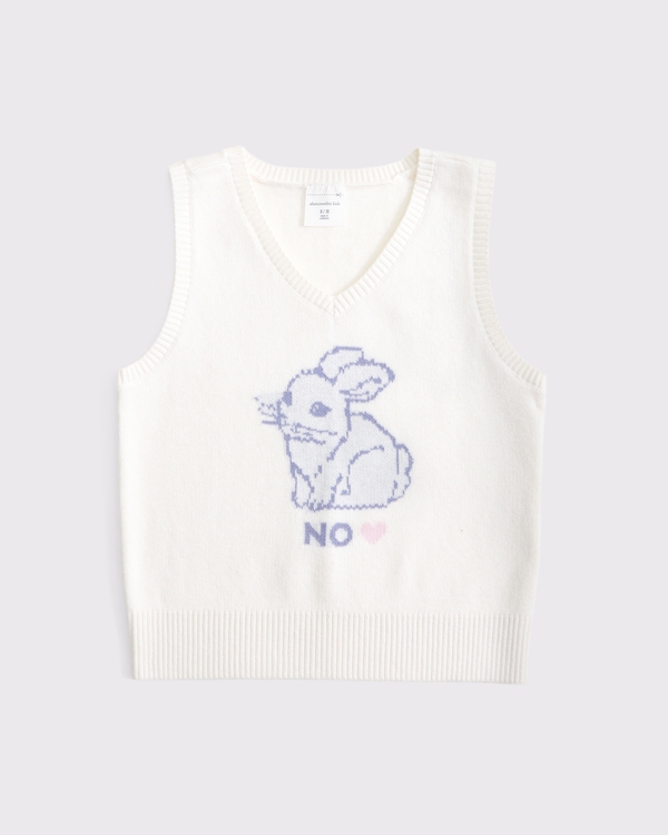 graphic sweater vest, Cream view 1