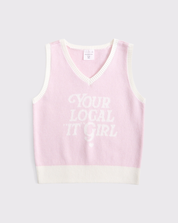 graphic sweater vest, Light Pink view 1