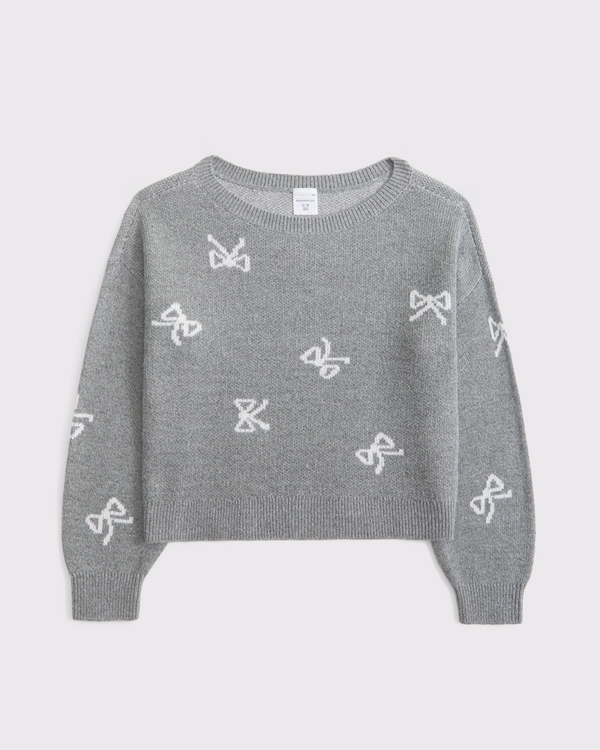 off-the-shoulder bow sweater, Gray Bow Pattern view 1