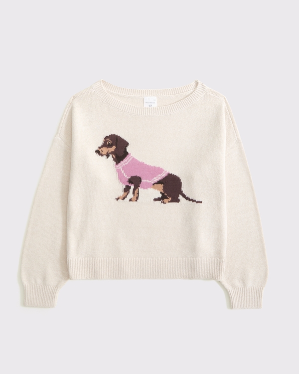 off-the-shoulder bow sweater, Tan Dog view 1