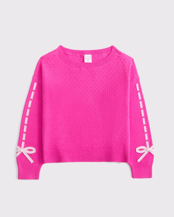 off-the-shoulder bow sweater, Pink view 1