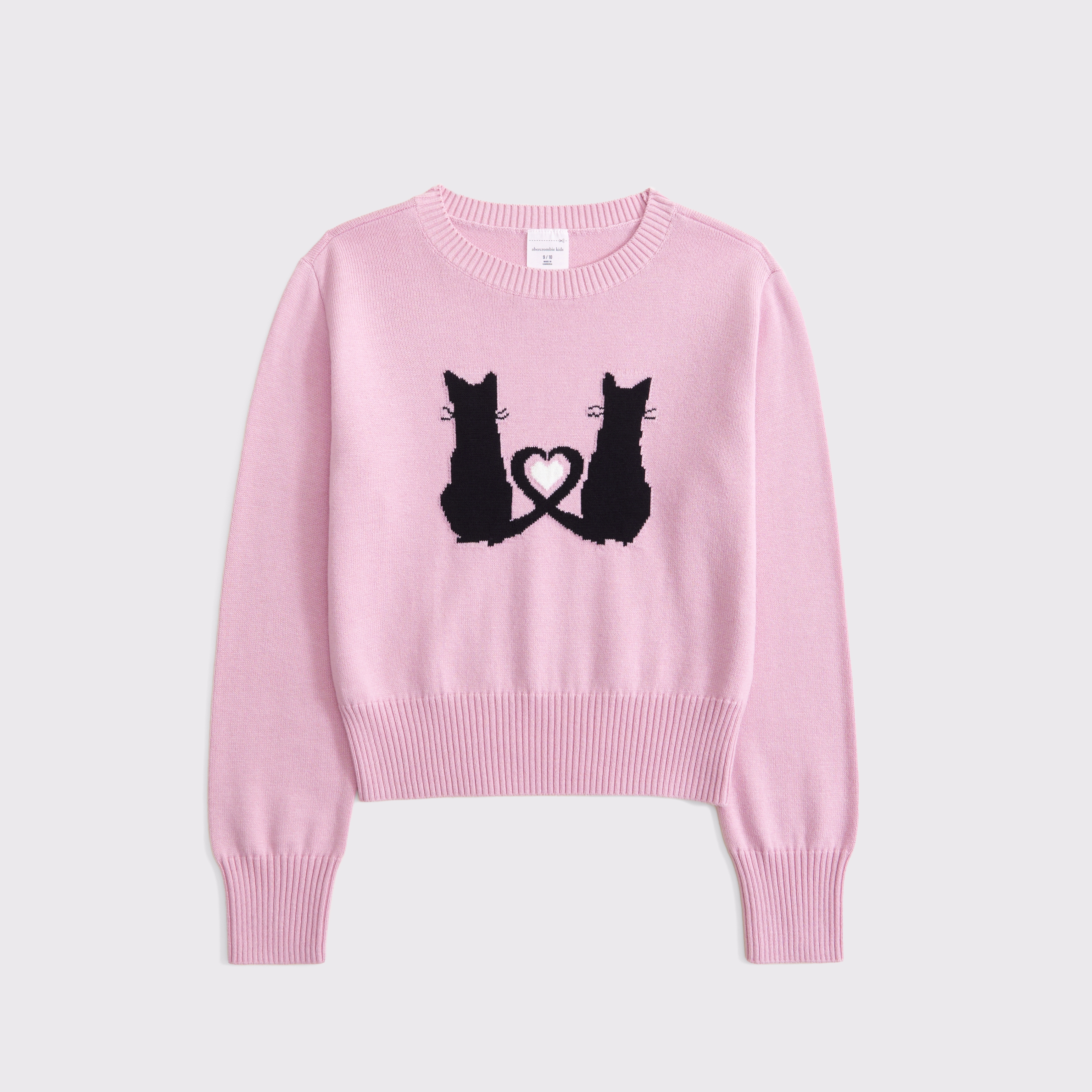 Abercrombie & Fitch Kids' Shrunken Graphic Crew Sweater In Pink