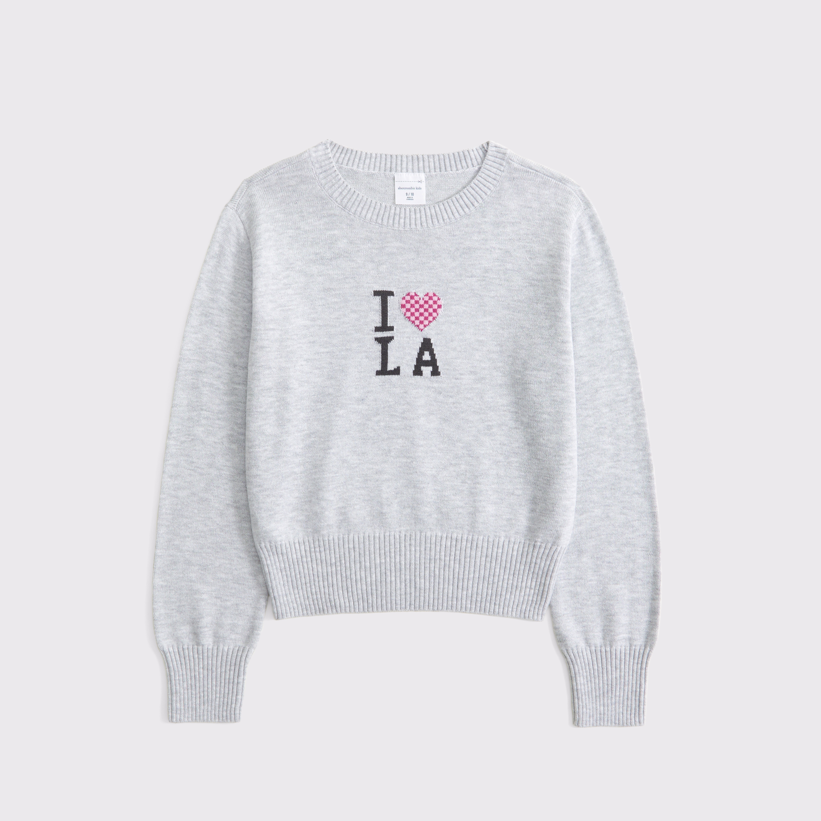 Abercrombie & Fitch Kids' Shrunken Graphic Crew Sweater In Gray