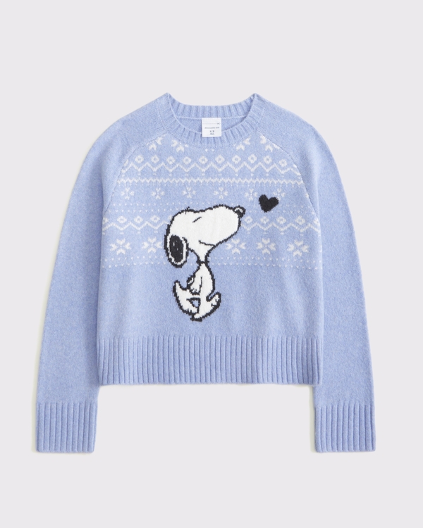 snoopy graphic crew sweater, Light Blue view 1