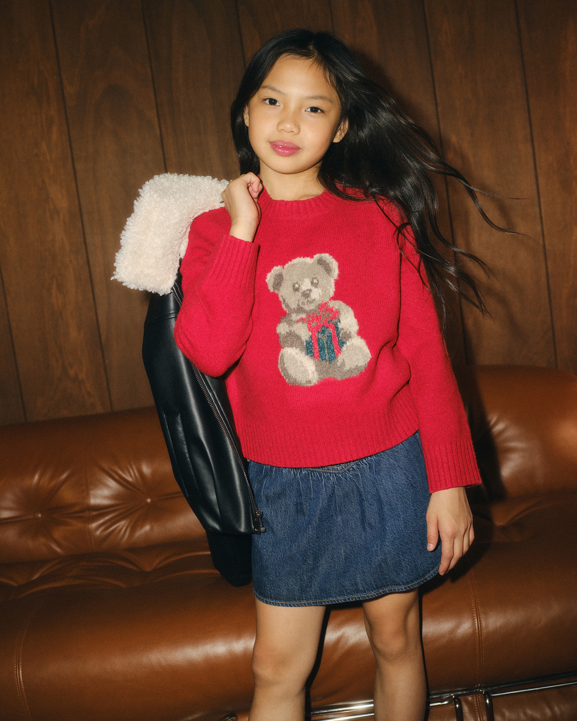 Abercrombie & Fitch Kids' Festive Graphic Crew Sweater In Red