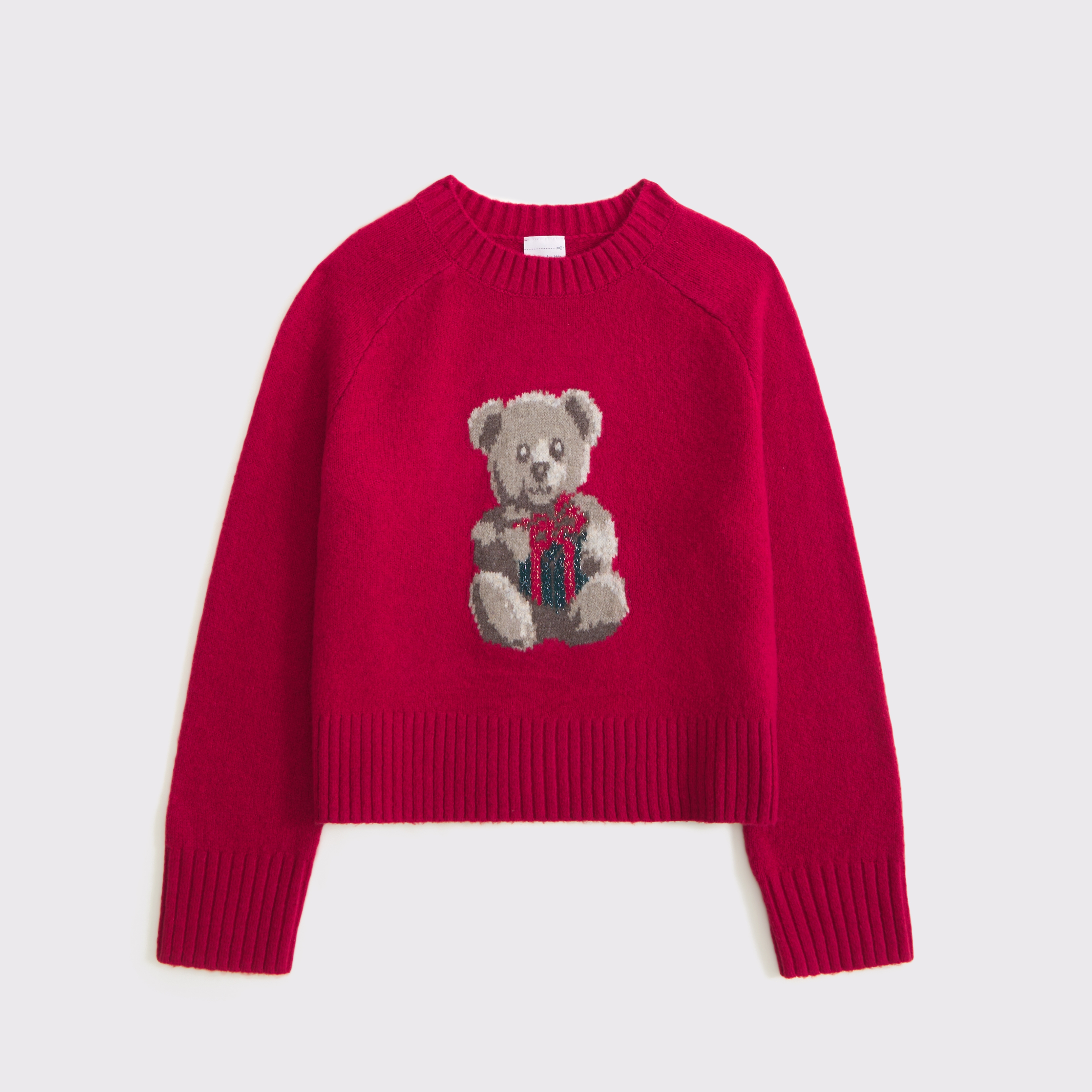 Abercrombie & Fitch Festive Graphic Crew Sweater In Red