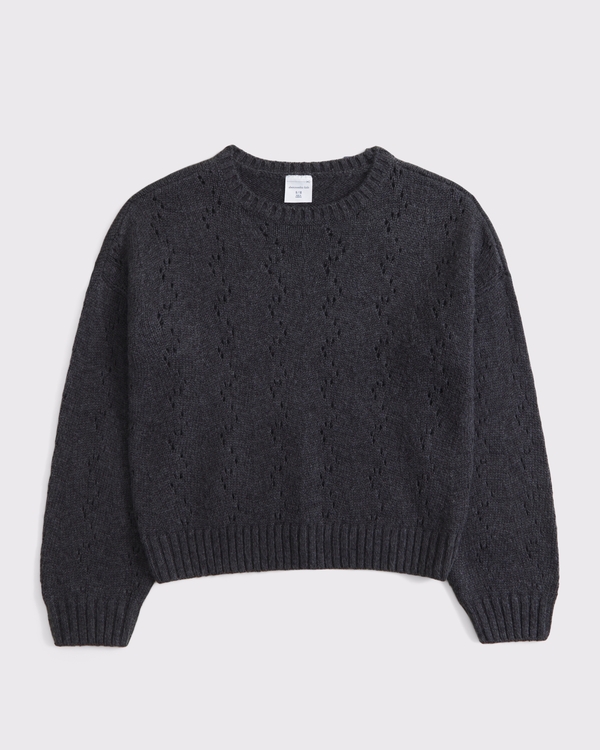 stitched crew sweater, Dark Gray view 1
