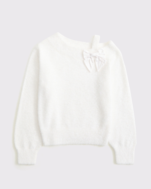asymmetrical bow sweater, White view 1