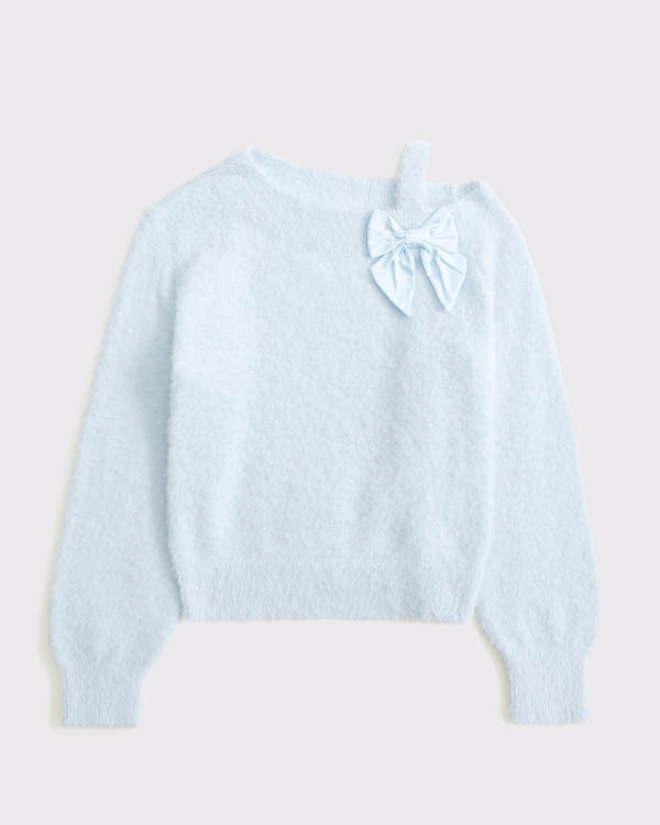 asymmetrical bow sweater, Light Blue view 1