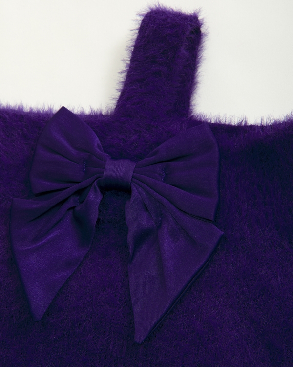 asymmetrical bow sweater, Purple view 2