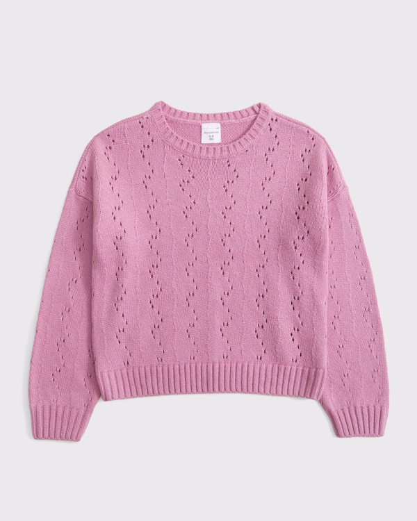 stitched crew sweater, Pink view 1