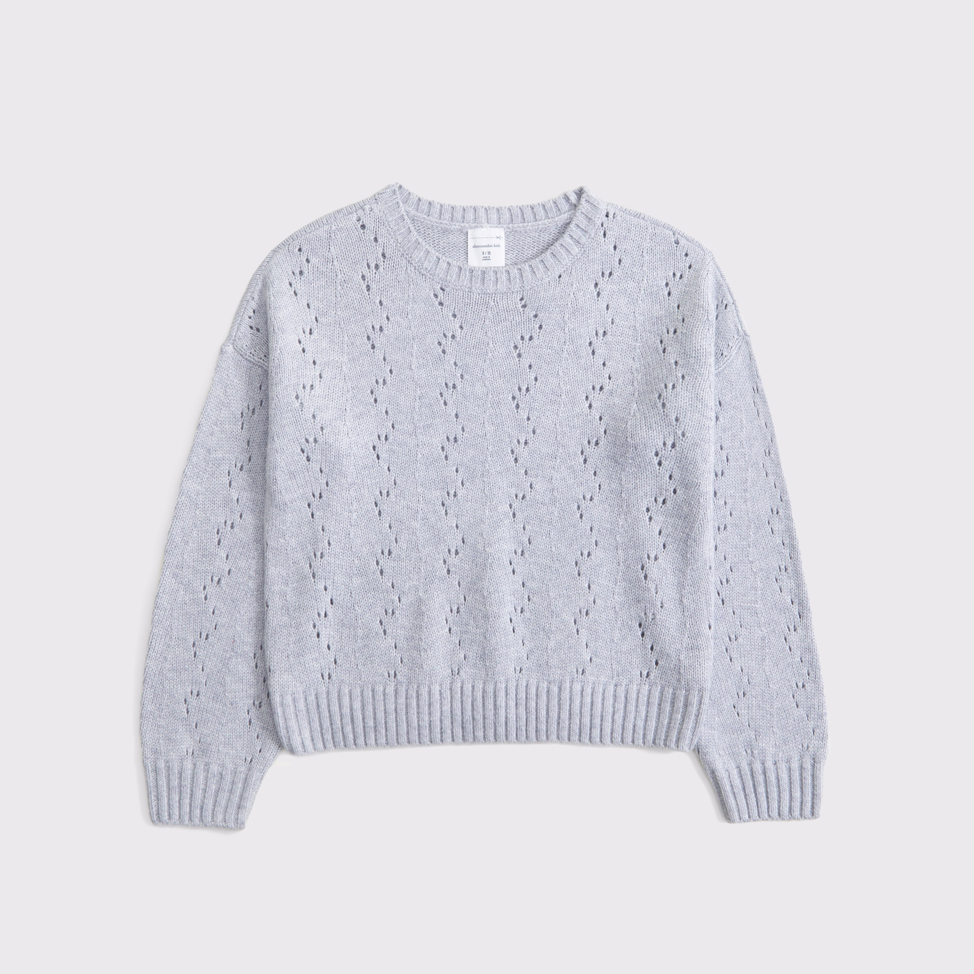 Abercrombie & Fitch Kids' Stitched Crew Sweater In Gray