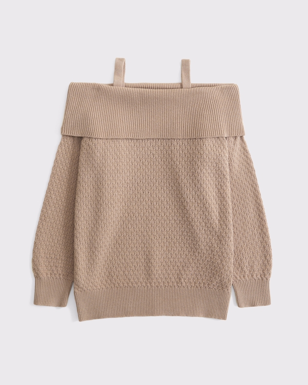 slouchy off-the-shoulder sweater, Warm Taupe view 1