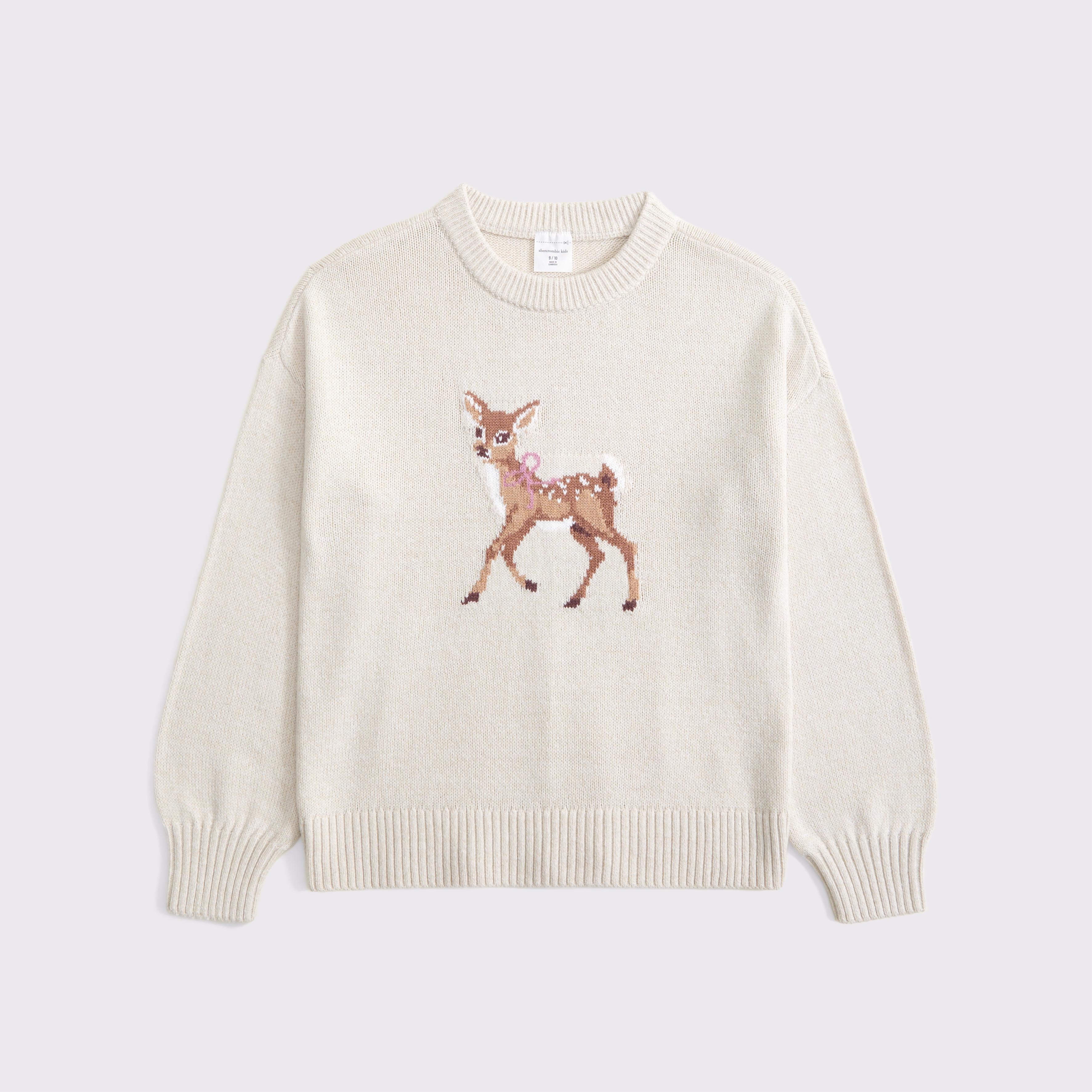 Abercrombie & Fitch Kids' Oversized Graphic Crew Sweater In Brown