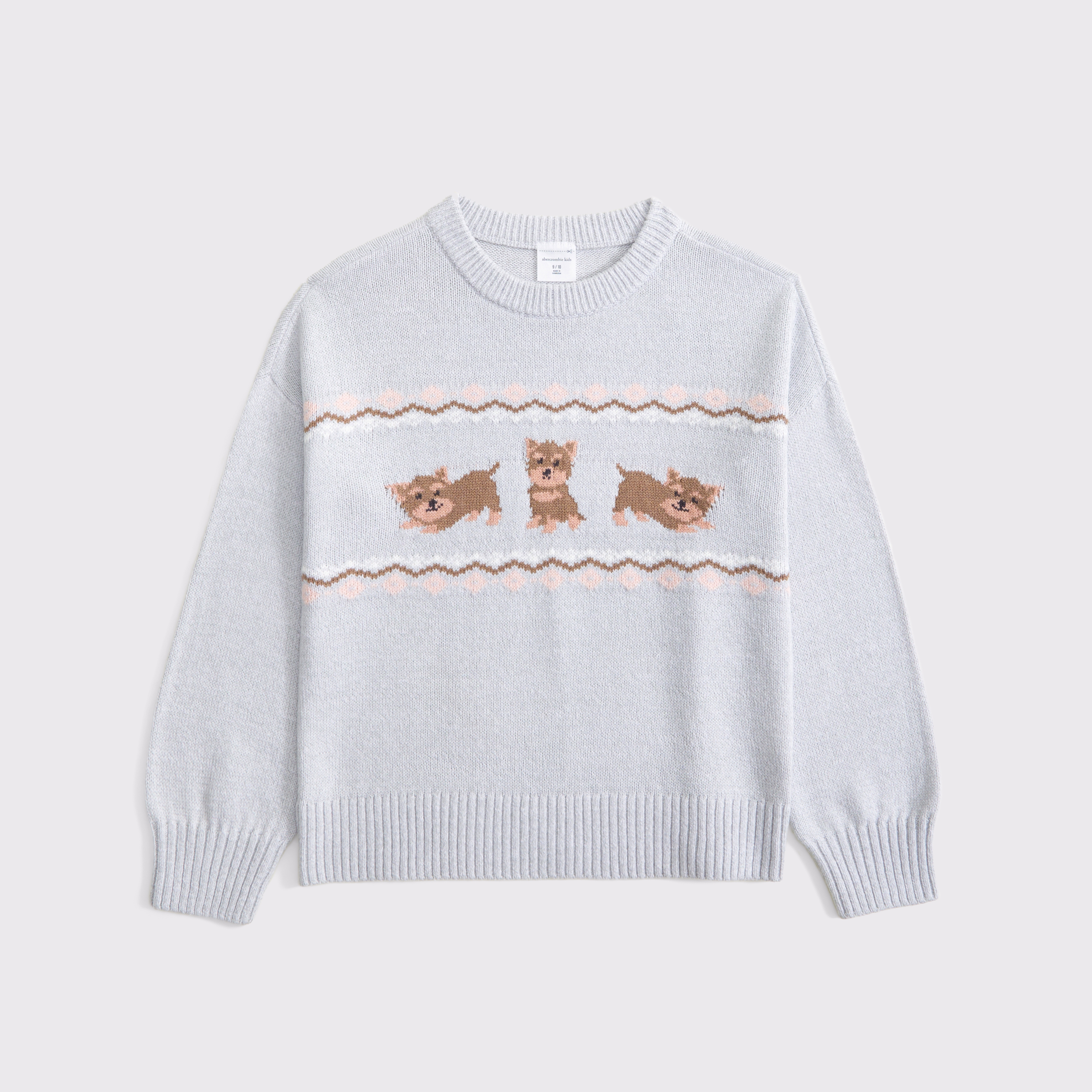 Abercrombie & Fitch Kids' Oversized Graphic Crew Sweater In Gray