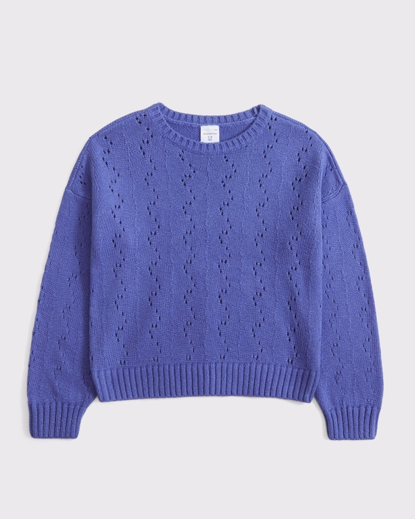 stitched crew sweater, Blue view 1