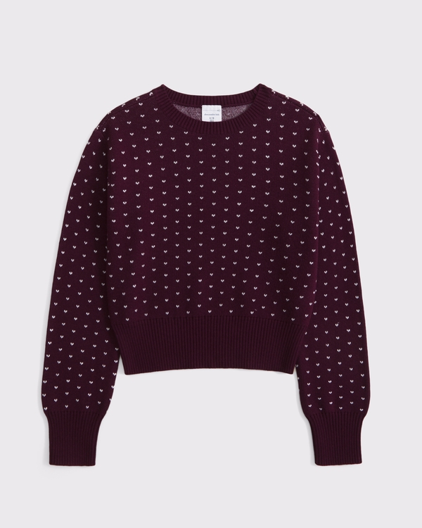 hearts crew sweater, Dark Red view 1