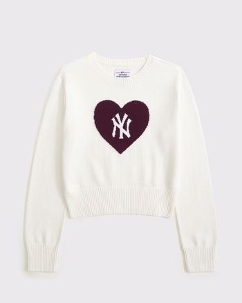new york yankees graphic crew sweater