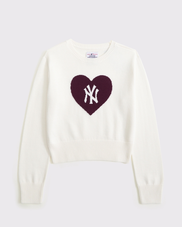 new york yankees graphic crew sweater, Cream view 2