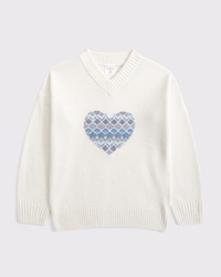 oversized graphic v-neck sweater