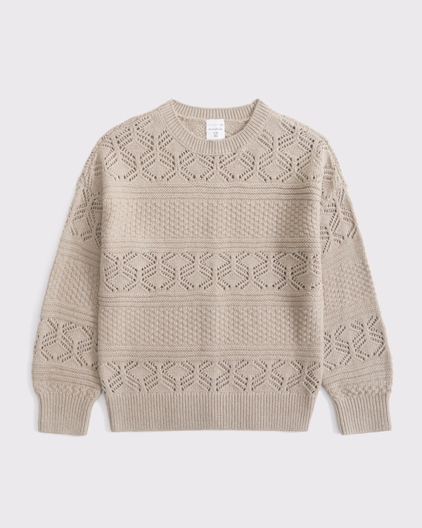 stitched crew sweater, Taupe view 1