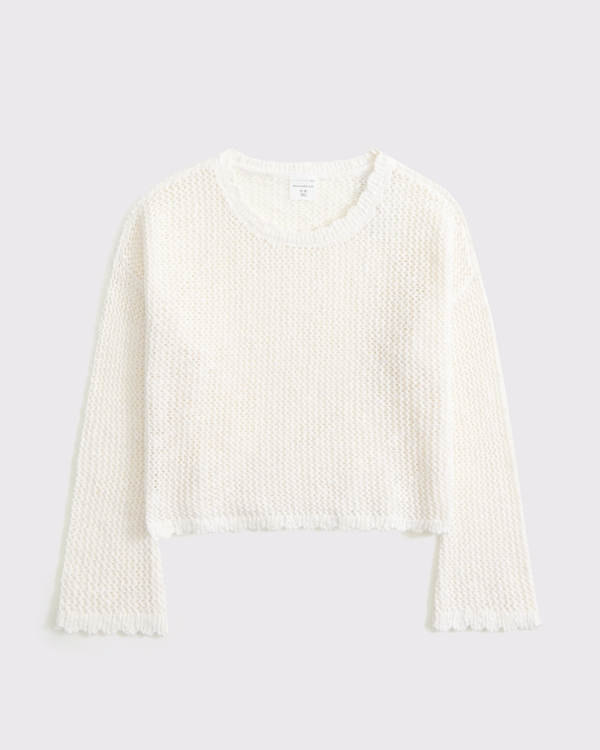 stitched crew sweater, Cream view 1