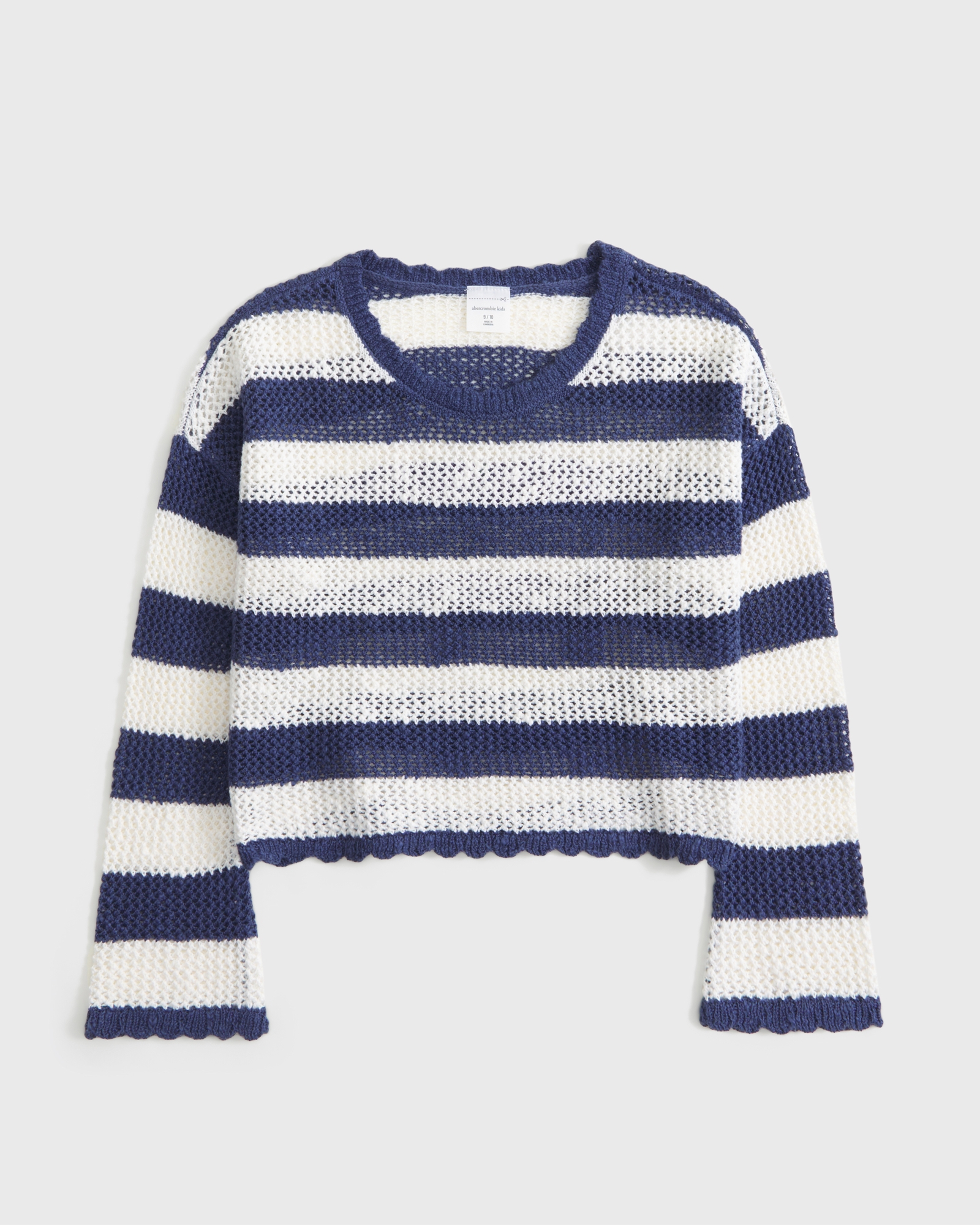 Abercrombie & Fitch Oversized Checkered Stitch Crew Sweater