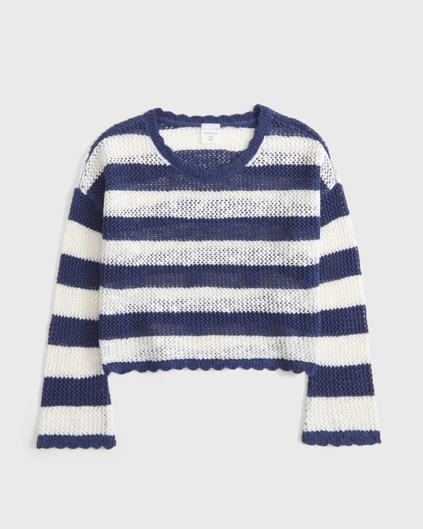 stitched crew sweater, Blue Stripe view 1