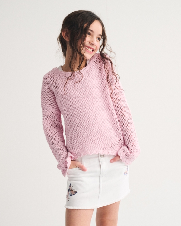 stitched crew sweater, Pink view 1