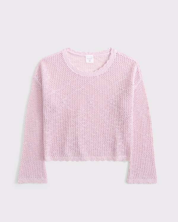 stitched crew sweater, Pink view 2