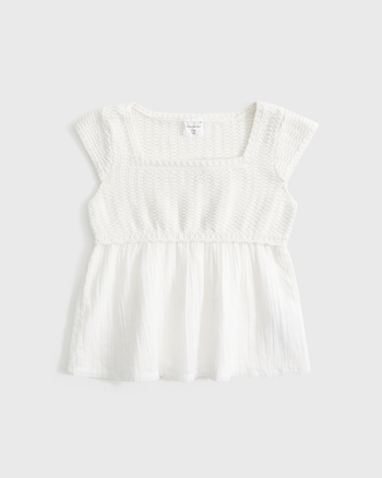 short-sleeve babydoll sweater