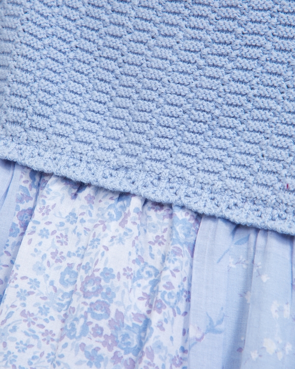 short-sleeve babydoll sweater, Blue Pattern view 2