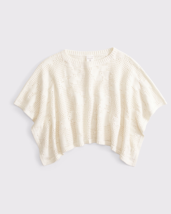 boho poncho, Cream view 1