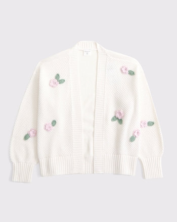 slouchy non-closure embroidered cardigan