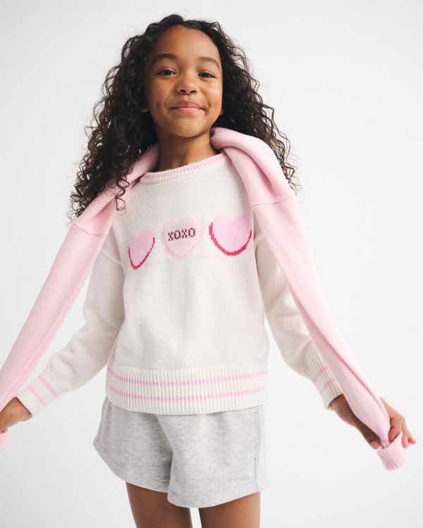 hearts graphic crew sweater