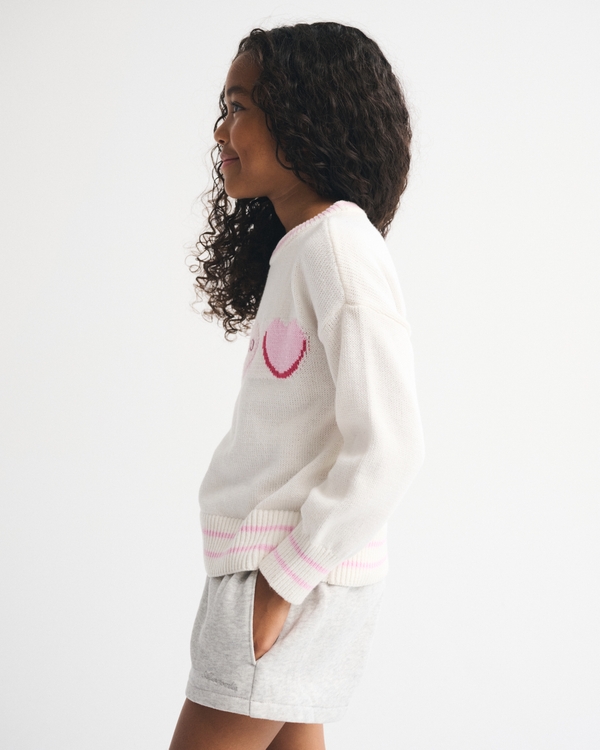 hearts graphic crew sweater