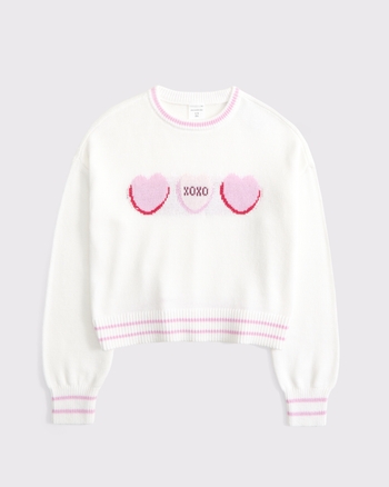 hearts graphic crew sweater
