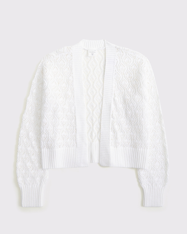slouchy non-closure layerable cardigan, White view 1