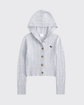 hooded button-up icon sweater