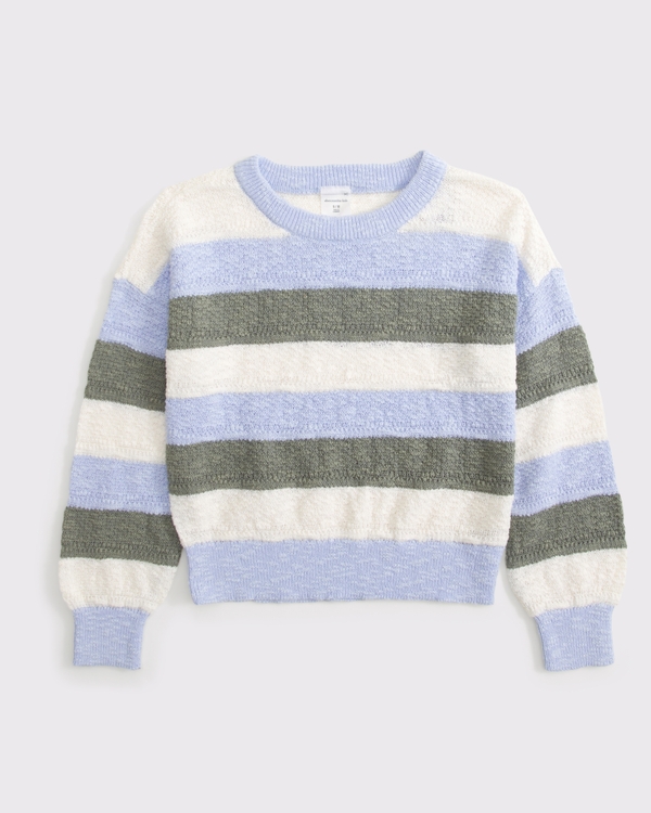 textured crew sweater, Light Blue Stripe view 1